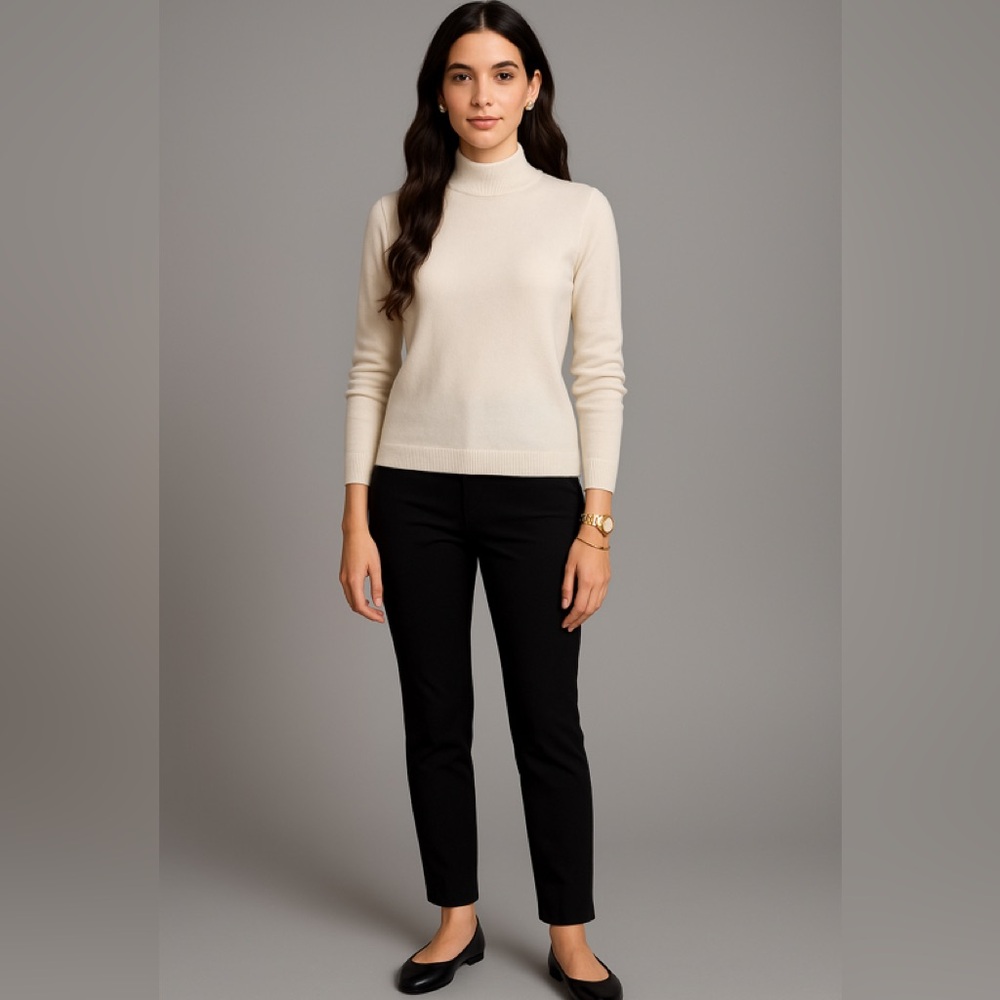 Bally Vintage Cashmere Sweater Women size 42 Creme Mock Neck Excellent Condition